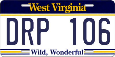 WV license plate DRP106