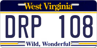 WV license plate DRP108