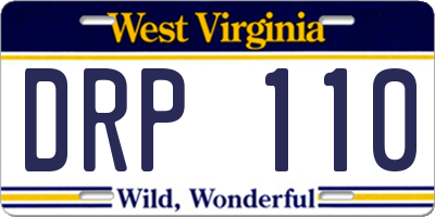 WV license plate DRP110