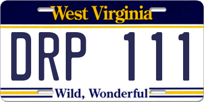 WV license plate DRP111