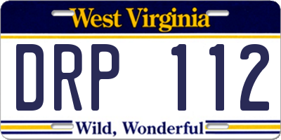 WV license plate DRP112