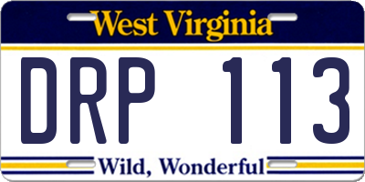 WV license plate DRP113