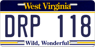 WV license plate DRP118