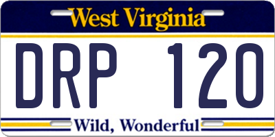 WV license plate DRP120