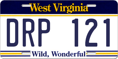 WV license plate DRP121