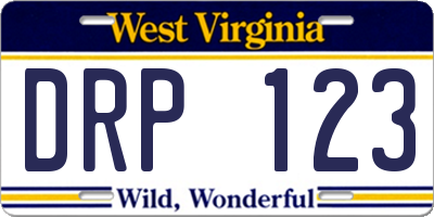 WV license plate DRP123