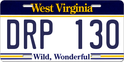 WV license plate DRP130