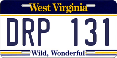 WV license plate DRP131