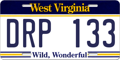 WV license plate DRP133
