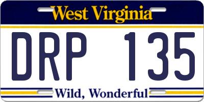 WV license plate DRP135