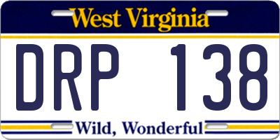 WV license plate DRP138