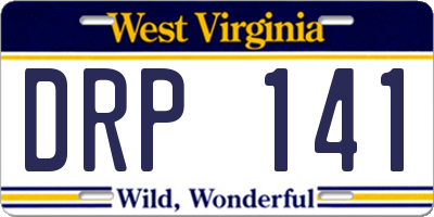 WV license plate DRP141