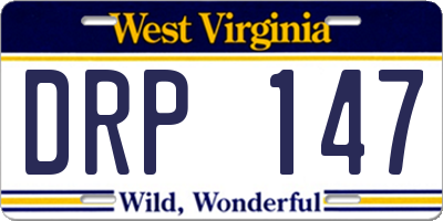 WV license plate DRP147