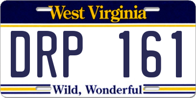 WV license plate DRP161