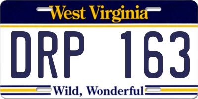 WV license plate DRP163