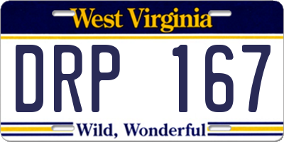 WV license plate DRP167