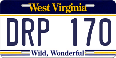 WV license plate DRP170