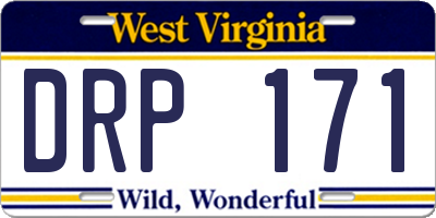 WV license plate DRP171