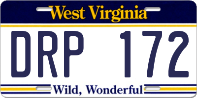 WV license plate DRP172