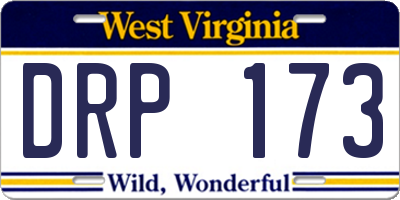 WV license plate DRP173
