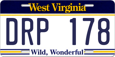 WV license plate DRP178