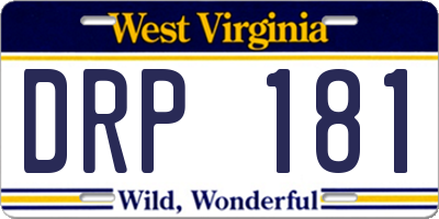 WV license plate DRP181