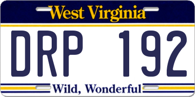 WV license plate DRP192