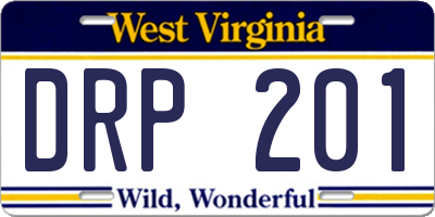 WV license plate DRP201