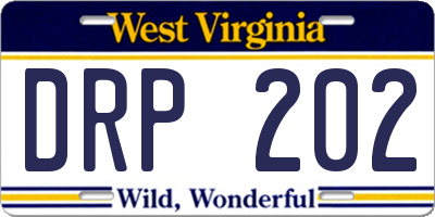 WV license plate DRP202