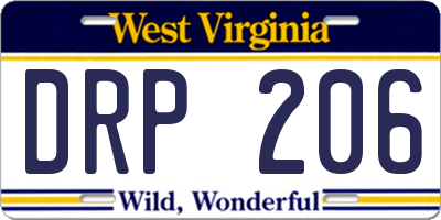 WV license plate DRP206