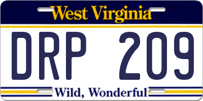 WV license plate DRP209