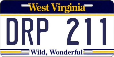 WV license plate DRP211