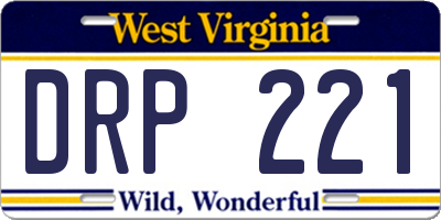 WV license plate DRP221
