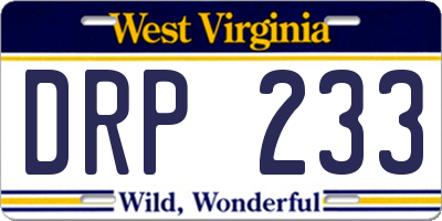 WV license plate DRP233