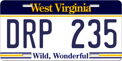 WV license plate DRP235