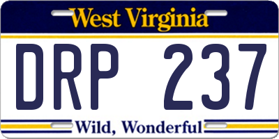 WV license plate DRP237
