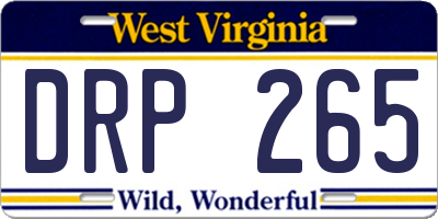 WV license plate DRP265