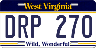 WV license plate DRP270