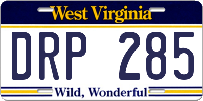 WV license plate DRP285