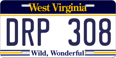 WV license plate DRP308