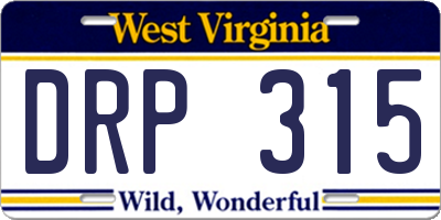 WV license plate DRP315