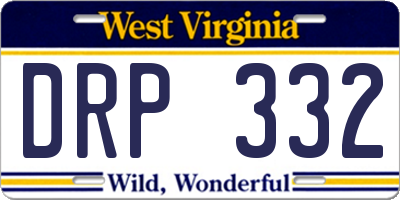 WV license plate DRP332