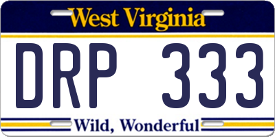 WV license plate DRP333