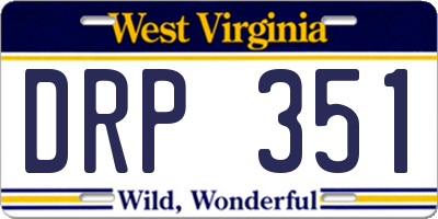 WV license plate DRP351