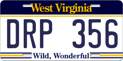 WV license plate DRP356