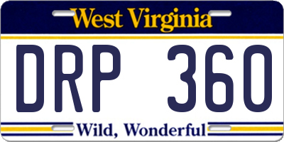 WV license plate DRP360