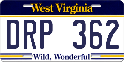 WV license plate DRP362