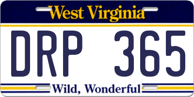WV license plate DRP365