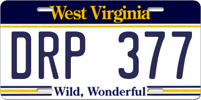 WV license plate DRP377