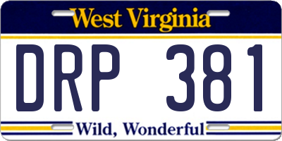 WV license plate DRP381